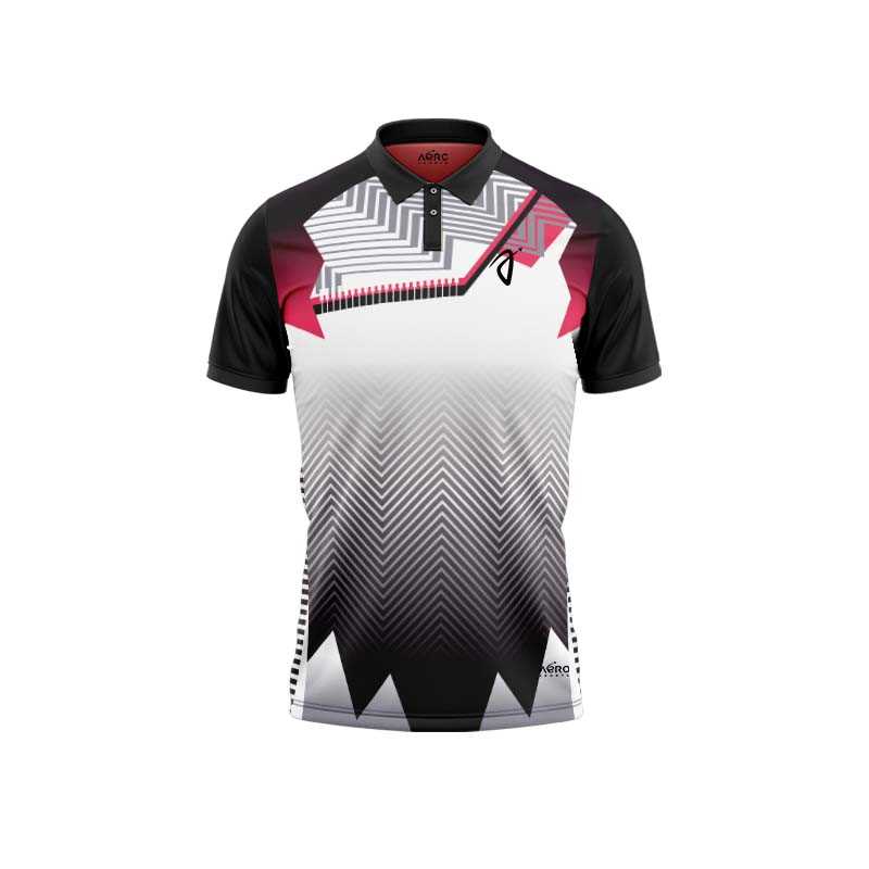 Solid collar Pure White & Black Color Sports T-Shirt