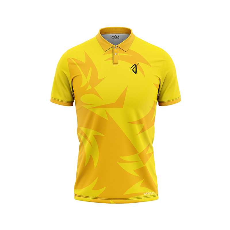 Solid collar Pure Yellow-Color Sports T-Shirt