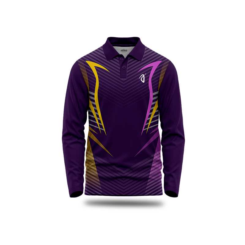 Solid collar Pure Gold Yellow & Purpel Sports T-Shirt