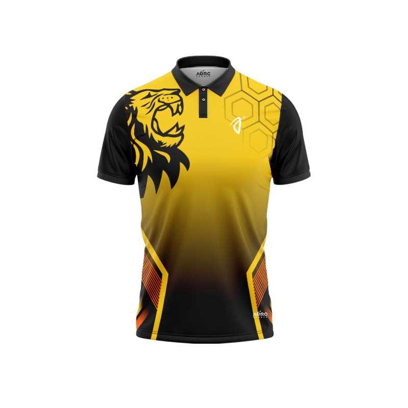 Solid collar Pure Yellow & Black Color Sports T-Shirt